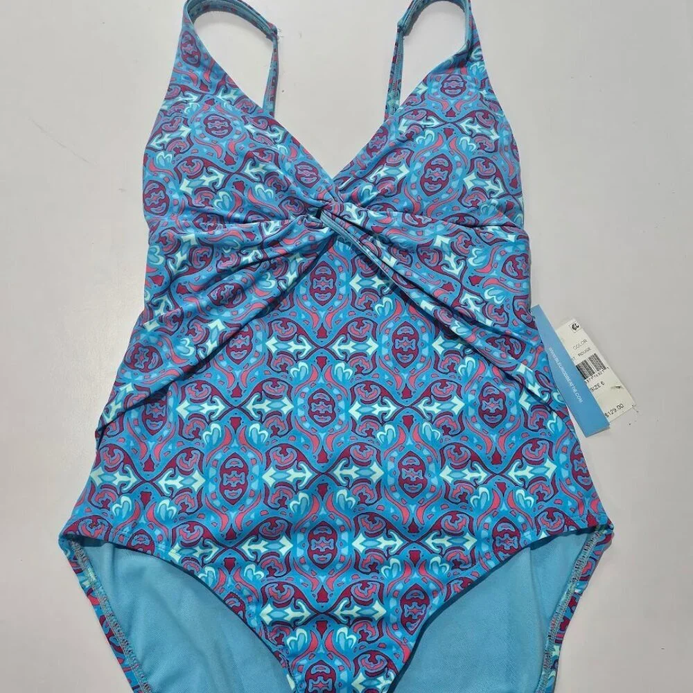 Bleu by Rod Beattie St. Tropez Printed Plunge Halter One-Piece Swimsuit - Picture 5 of 11